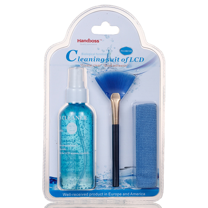 Hanboer Computer Keyboard Cleaning and Dust Removal Tools LCD Screen Cleaning Set (English Version, Three-piece set) Product full figure