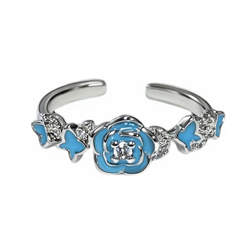 ins minimalist star flower luminous rose drip glaze ring, a light luxury and niche design for a couple's ring Item Picture