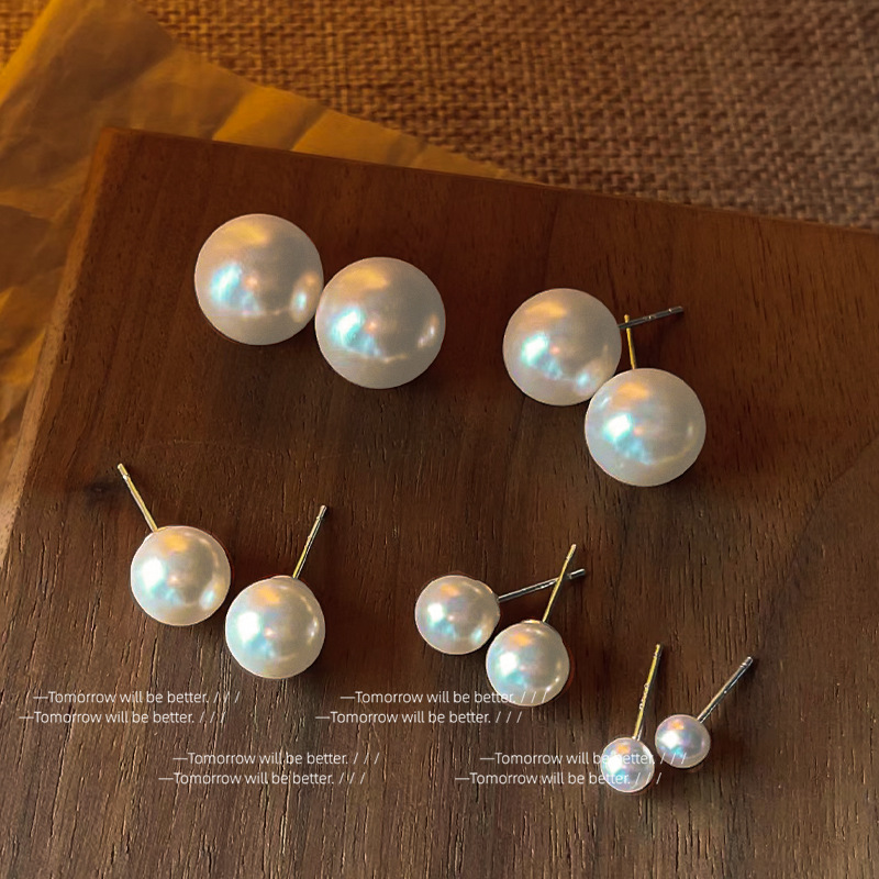 925 Silver Needle Shijia Pearl Earrings, Korean niche high-end earrings, versatile for commuting, high-quality earrings wholesale full figure