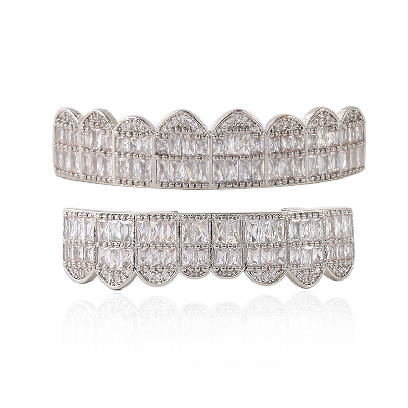 Popular cross-border Hiphop braces from Europe and America, irregularly inlaid zircon teeth, Hiphop dental ornaments details Picture