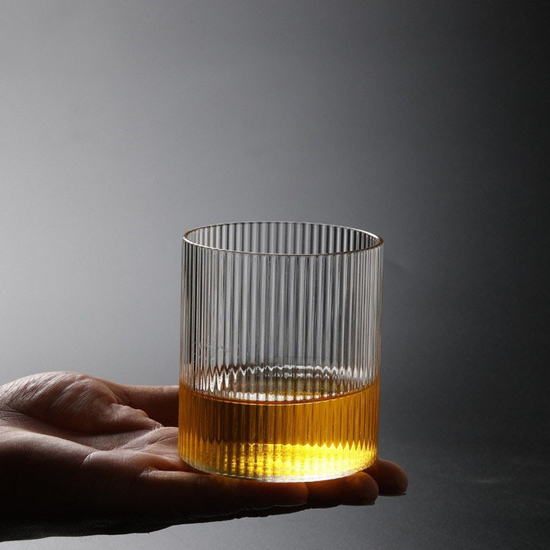 Fine-striped water cup, InS-style Japanese vertical pattern simple glass cup, home beer mug, coffee milk high borosilicate cup details Picture
