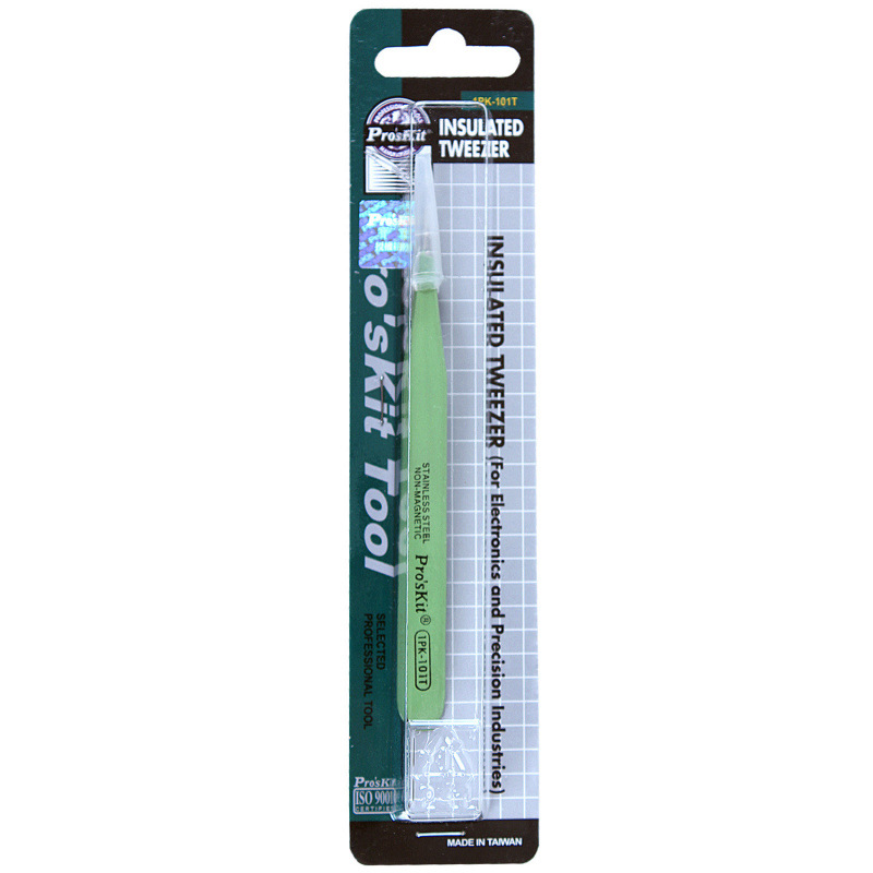 Taiwan Bao 1PK-101T anti-static, insulating and anti-magnetic round-pointed tweezers (120mm) Item Picture