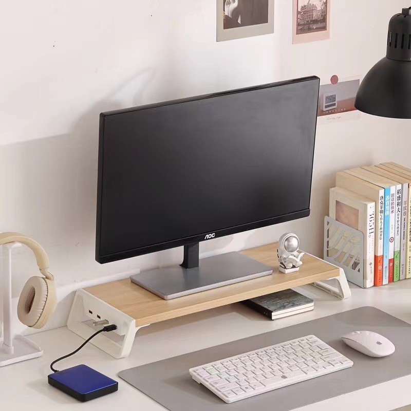 Desktop computer monitor height stand bracket, office computer desktop storage rack, USB interface Specification drawing