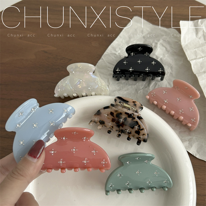 share beauty~ Acetate candy-colored grappling clips, exquisite diamond-encrusted fresh shark clips, elegant and small hair accessories Specification drawing