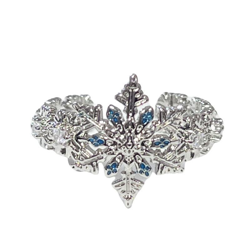 French-style simple and individual starlight snowflake fashionable and elegant open ring, a cold and aloof design for women, a light luxury ring Item Picture
