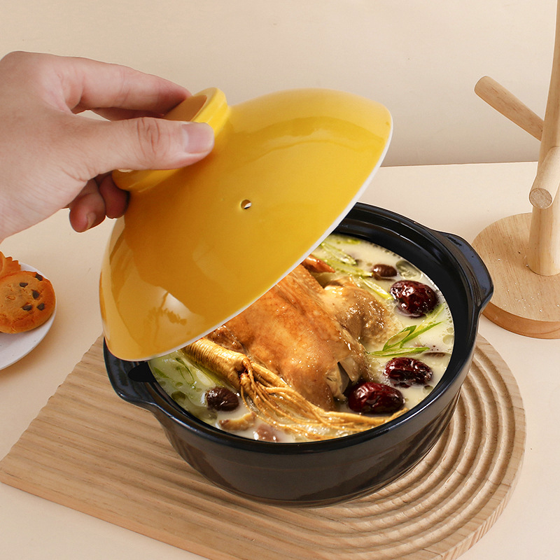 Household soup pot, lithium porcelain high-temperature resistant stewing pot, old-fashioned soup pot, gas stove model, large-capacity soup pot, gift wholesale Specification drawing