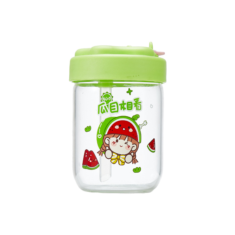 Creative sticker glass water cups, cute children's drink cups, mobile phone stands, home and office coffee cups, straw cups Item Picture