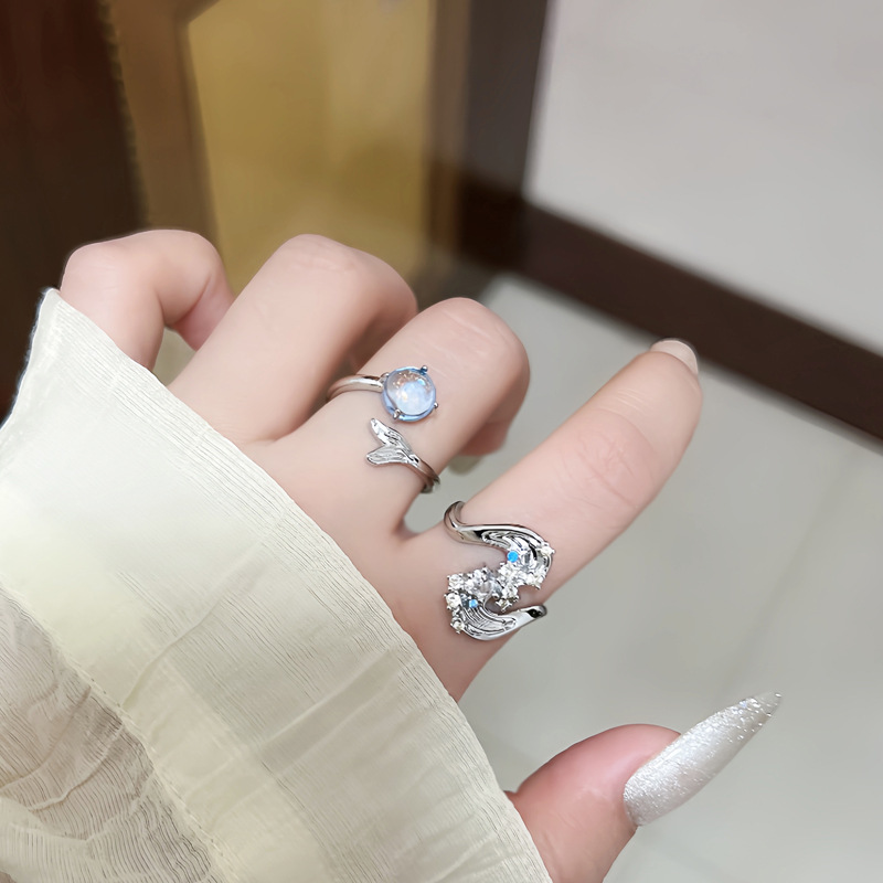 The Korean version of the Instagram cool style fishtail personality open ring is a unique sweet and cool niche design by a female Internet celebrity full figure