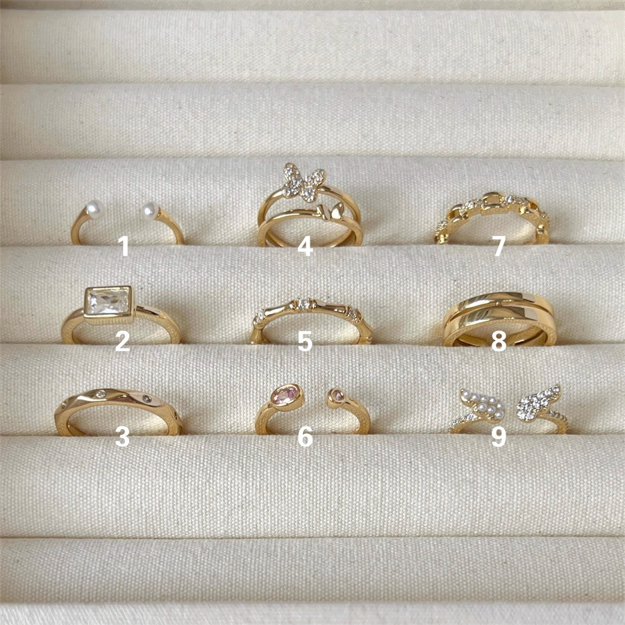 The new butterfly bamboo joint zircon pearl ring for women exudes a light luxury and high-end feel. It is unique and stylish, with an open ring tail ring details Picture
