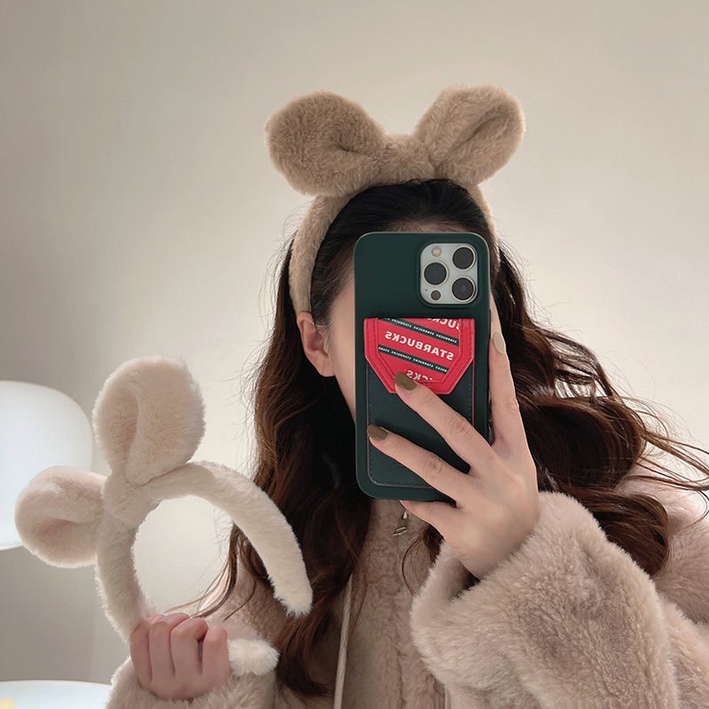 Korean Kawaii cute girl headband, autumn and winter plush cartoon headband, sweet girl hair-pressing and face-washing headband Specification drawing