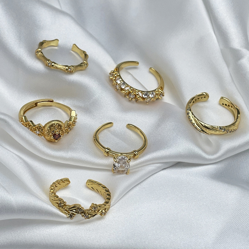 French court-style light luxury high-end geometric brushed open ring, a unique and exquisite ring with a cold and feminine style details Picture