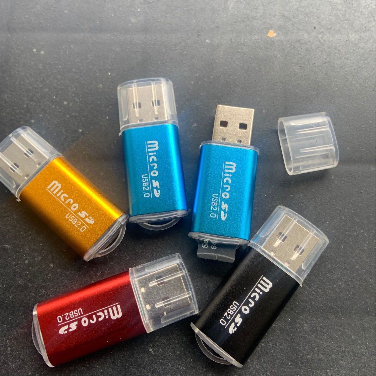 MicroSD card reader, aluminum alloy bright color TF card reader, USB2.0TF memory card reader manufacturer wholesale Specification drawing