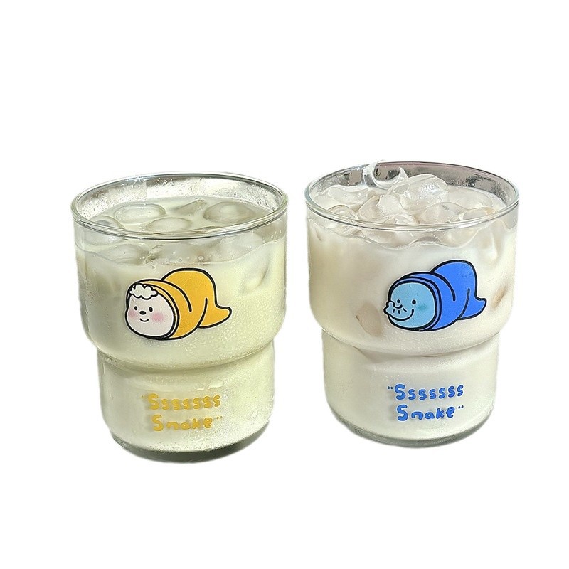Wholesale of cross-border homemade glass cups, cold brew coffee cups, couple water cups, children's breakfast cups, milk cups Item Picture