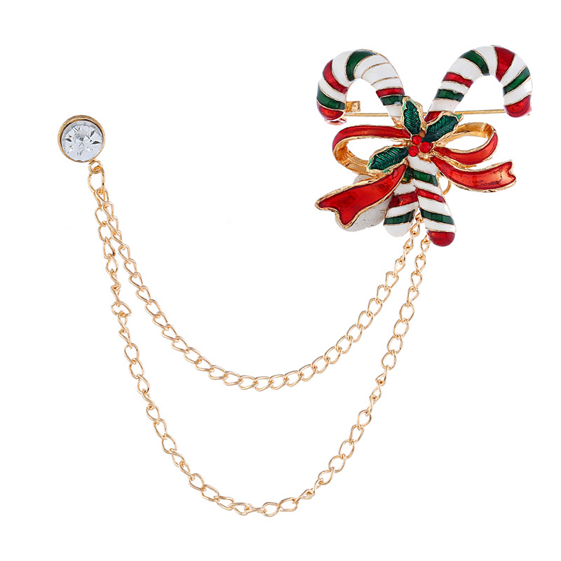 Wholesale of new European and American colored oil-dripping Christmas crutches, double-chain collars, brooches, flower brooches and Christmas gifts Item Picture
