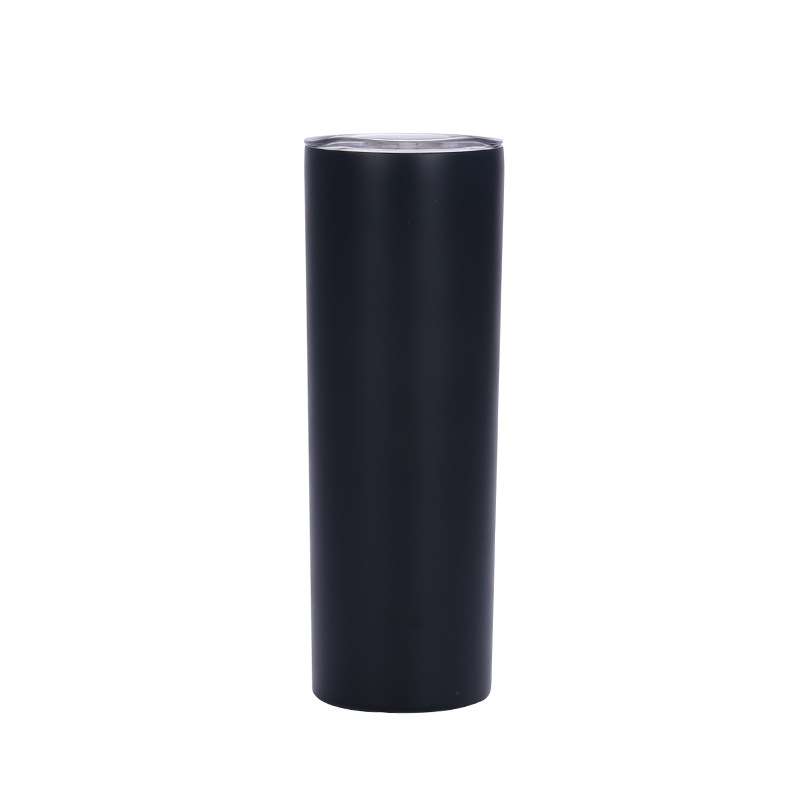 20oz slimming straight cup stainless steel vacuum insulated cup in stock on Amazon, portable transparent lid car cup Item Picture