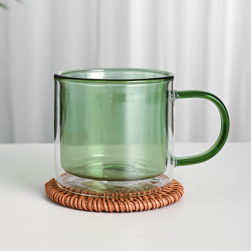 Customized household mugs with handle insulation, double-glazed, simple and fashionable breakfast milk coffee cups, creative full figure