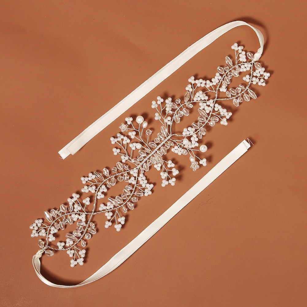 Exquisite and beautiful wedding headwear from Europe and America, handcrafted beaded headband, new fashionable millet beaded bride headband full figure