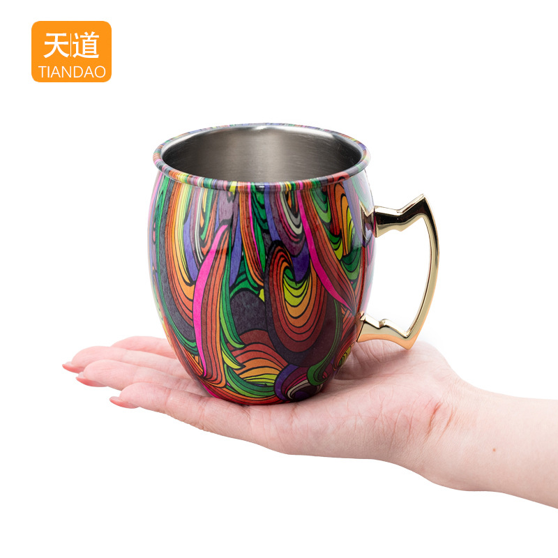 Cross-border bestseller Moscow Mule Cup 500ml Colorful Cartoon Cocktail Cold Drink Cup Creative Bar Beer mug Specification drawing