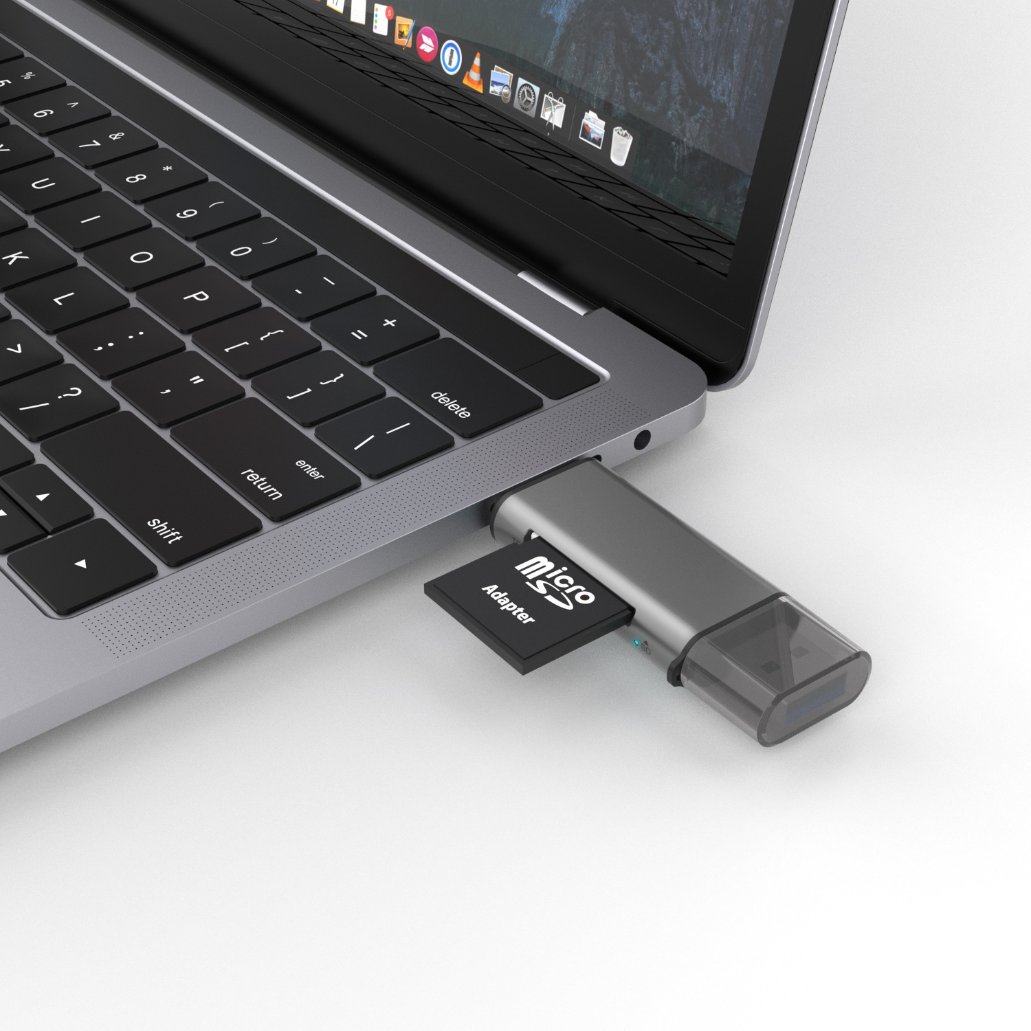 Dual-connector usb2.0 high-speed sd card reader for computers, compatible with memory tf card reader for iPhone 16 Specification drawing