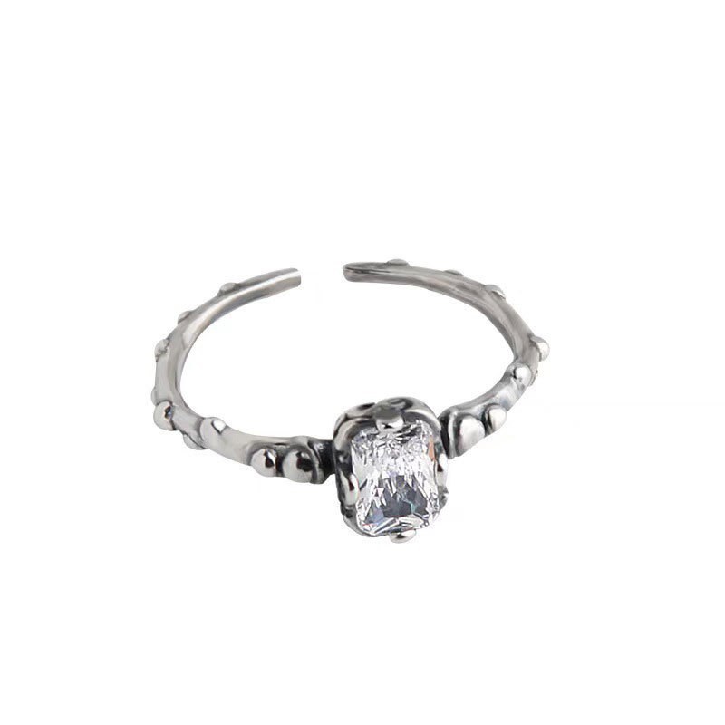 This personalized bone set gemstone, ins style, aged zircon, cold and niche design, high-end and stylish ring is versatile and trendy Item Picture