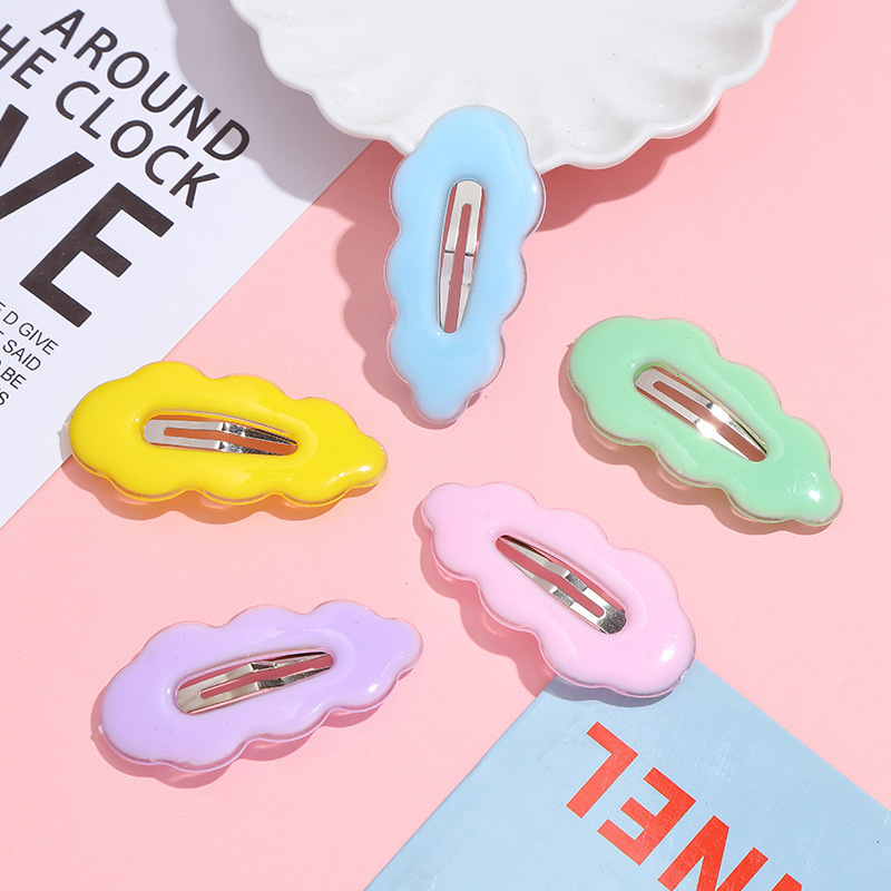 Candy-colored cute cloud hair clips, wavy edge BB clips, children's hair accessories diy hair clips, bottom clips, children's hair clips details Picture