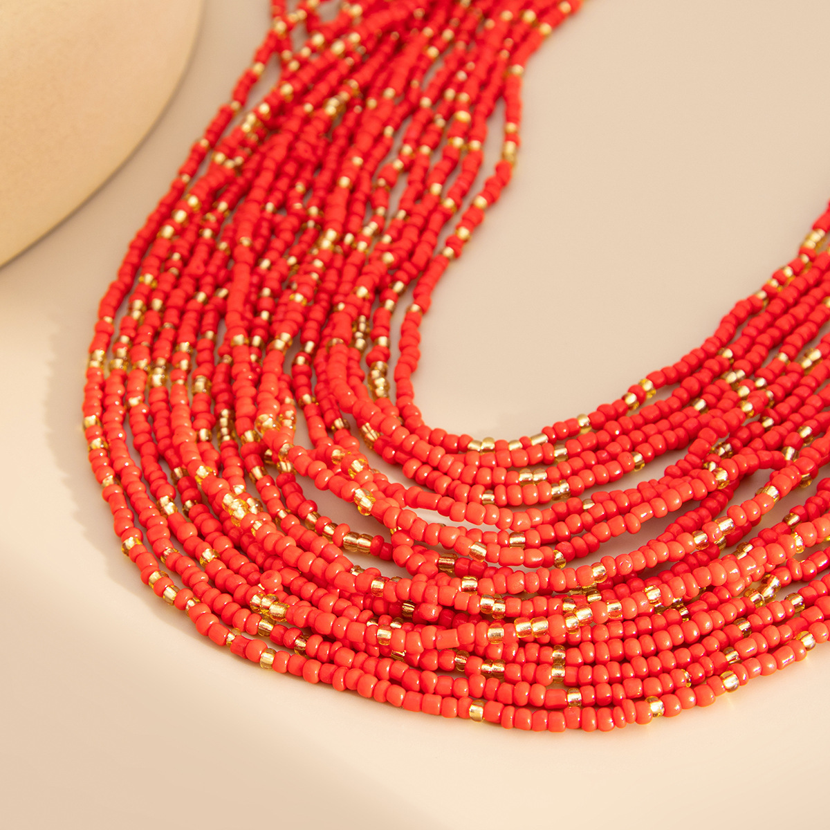 European and American cross-border jewelry, Bohemian-style exaggerated millet bead necklace, exotic multi-layer layered wearing necklace Application Scenario
