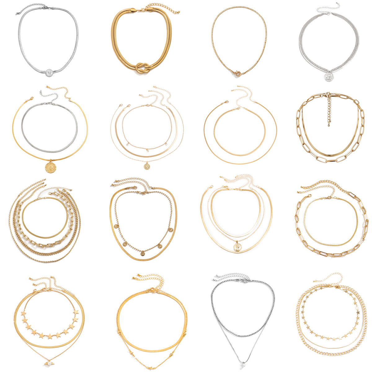 European and American cross-border jewelry punk double-knot wrapped hip-hop necklace, unique metal chain, niche necklace for women Item Picture