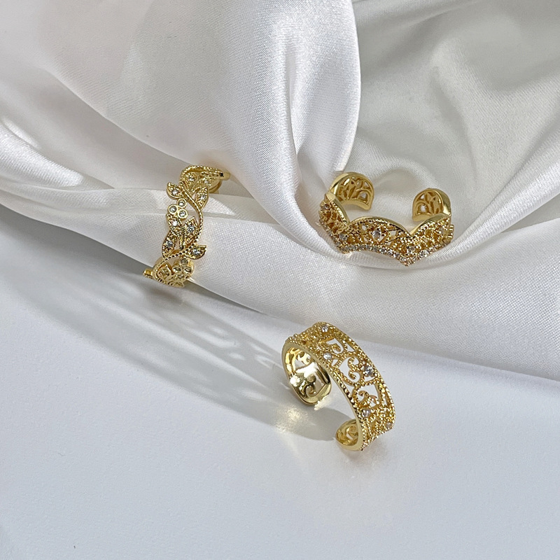 A new retro lace hollowed-out line fashionable open ring for women on Instagram, with a unique, sweet, cool and high-end look details Picture