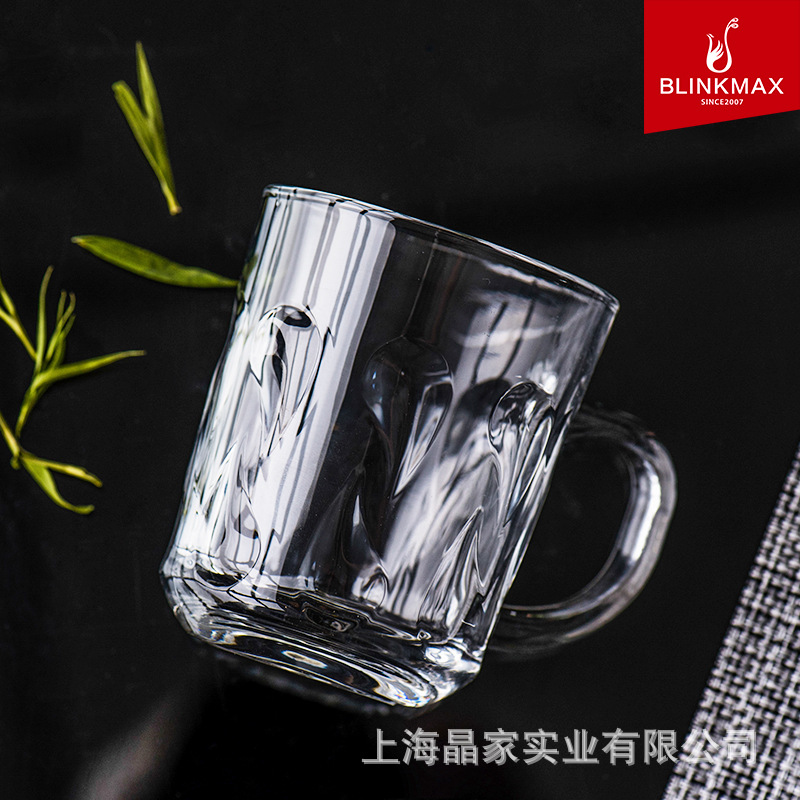 【 Factory Direct Sales 】 Glass tea cups, cold drink cups, wheat juice beer mugs, engraved transparent foreign wine glasses with handles details Picture