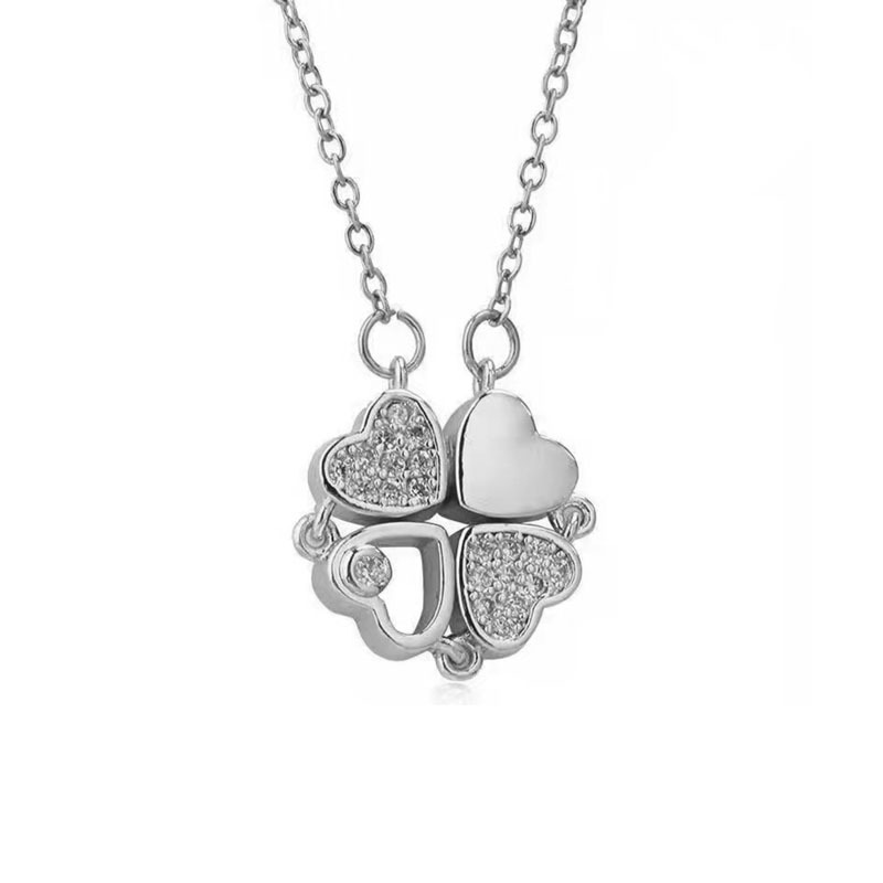 A four-leaf pendant with a touch of luxury and feminine charm, foldable heart, and a unique collarbone chain made of titanium steel. It won't fade Item Picture