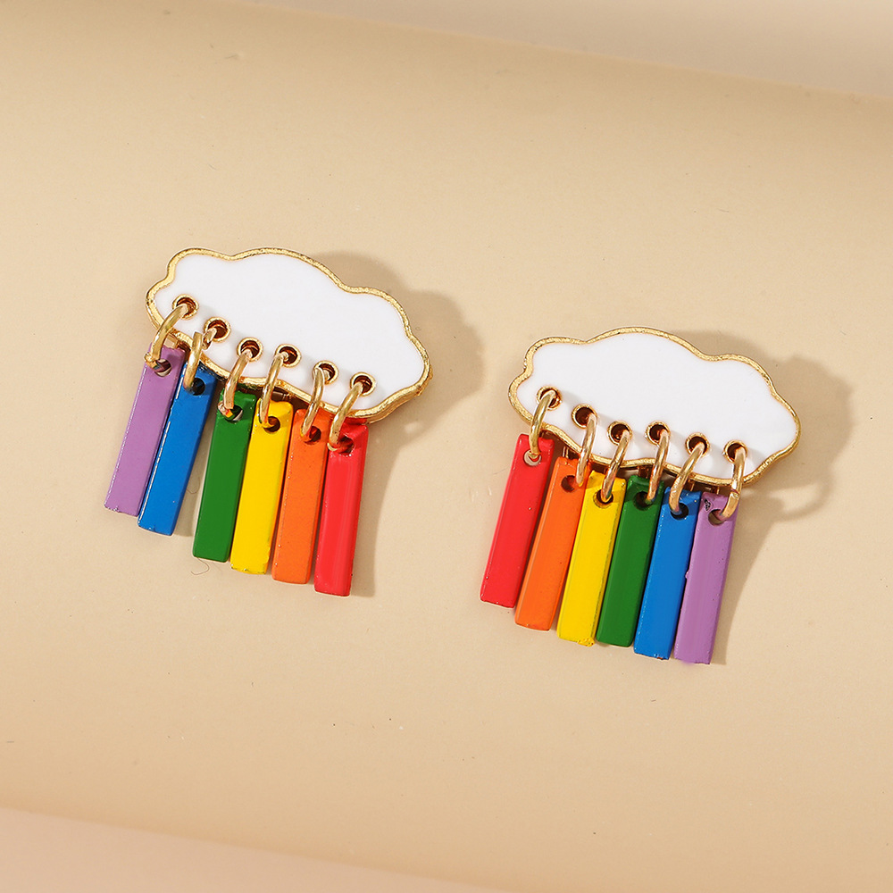 Korean simple and elegant, cute cloud raindrop earrings, women's personalized colorful earrings, cross-border ear studs and earrings wholesale details Picture