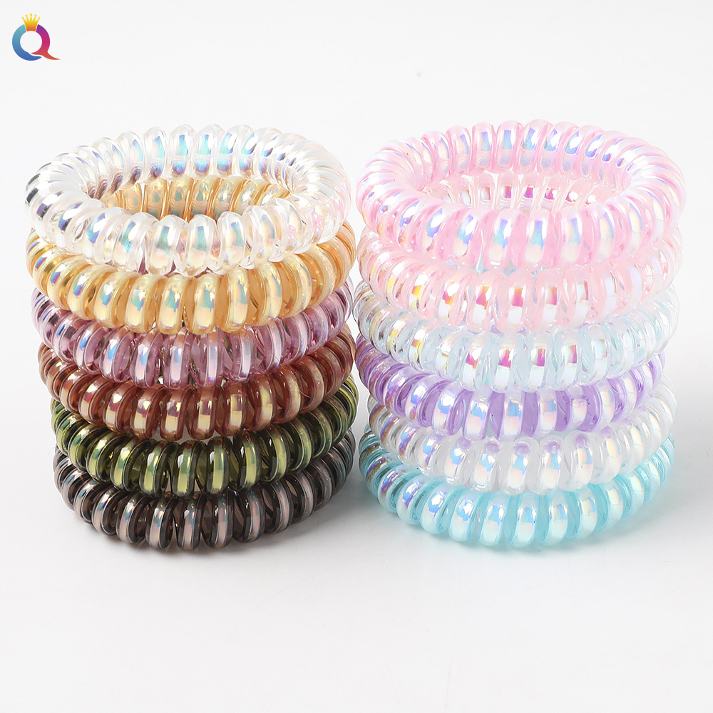 Qiyue European and American cross-border matte telephone line hair band, women's rubber band, high elasticity hair tie, hair tie wholesale Specification drawing