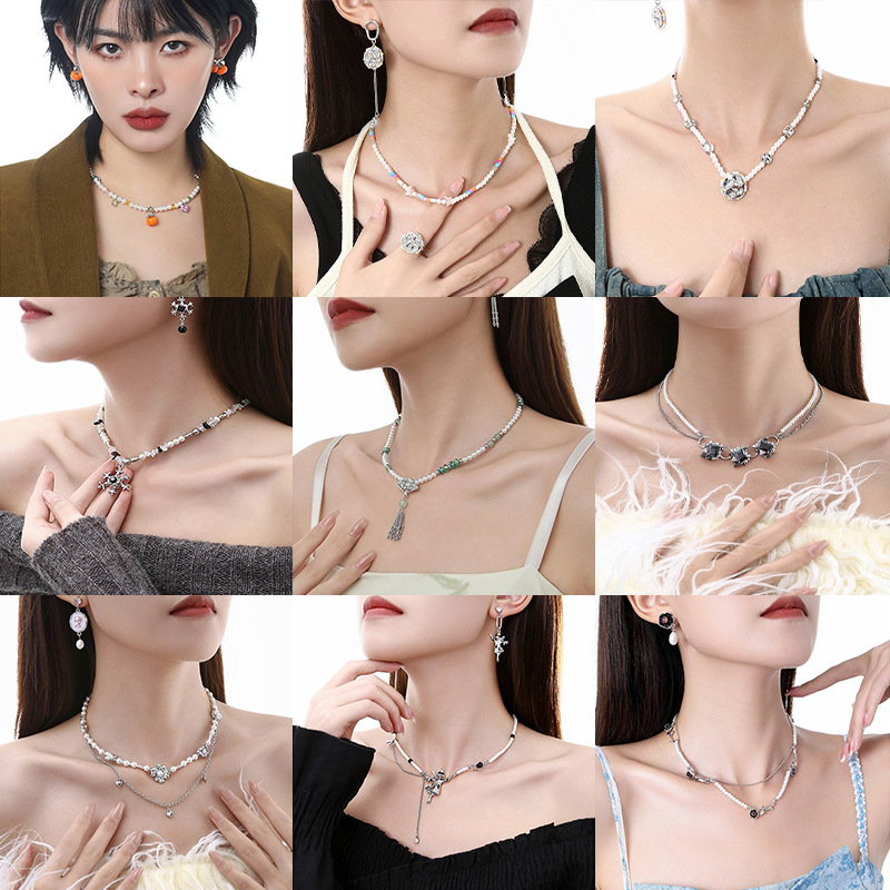 ins High-end pearl necklace accessory, original light luxury style collarbone chain for women in summer, fashionable, individual and exquisite necklace Specification drawing