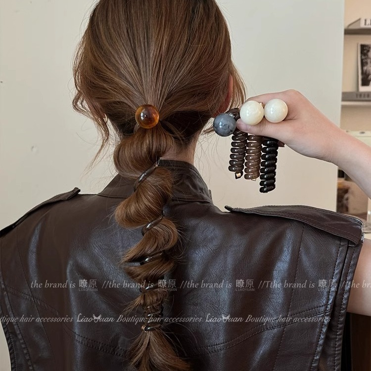 Retro and simple bubble braid hair tie for women, 2024 new high-end hair accessory, elegant ponytail braid, telephone line hair band full figure