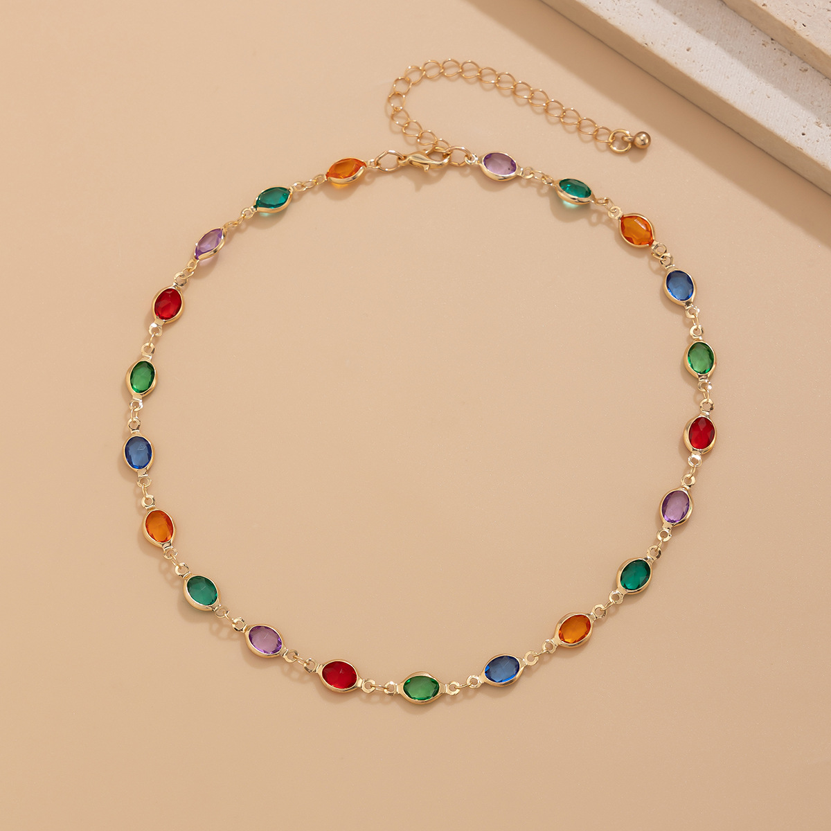 European and American cross-border jewelry fashion dopamine-inlaid crystal necklace, high-end tassel beaded collarbone chain for women Application Scenario