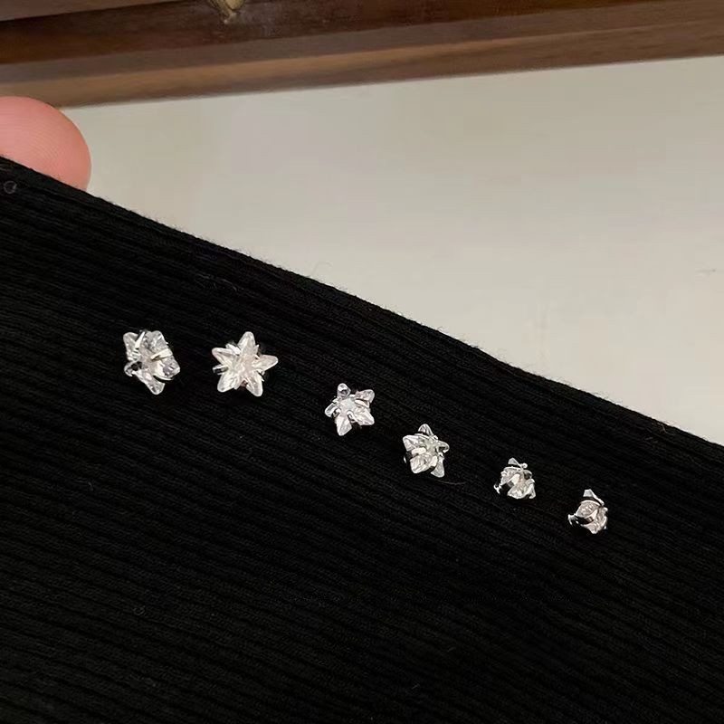 s925 Exquisite Zircon five-pointed star Stud earrings for women, with a light luxury and high-end feel, is a new 2025 trendy, simple and versatile ear accessory details Picture