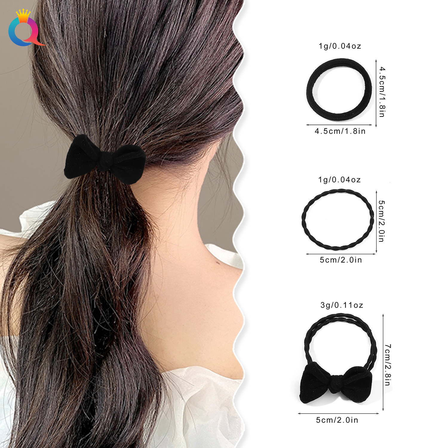 Qiyue Cross-border Card Mixed Color Series Hair Tie ins rubber Band High Elasticity Hair Band that won't damage hair, hair tie and hair accessory wholesale details Picture