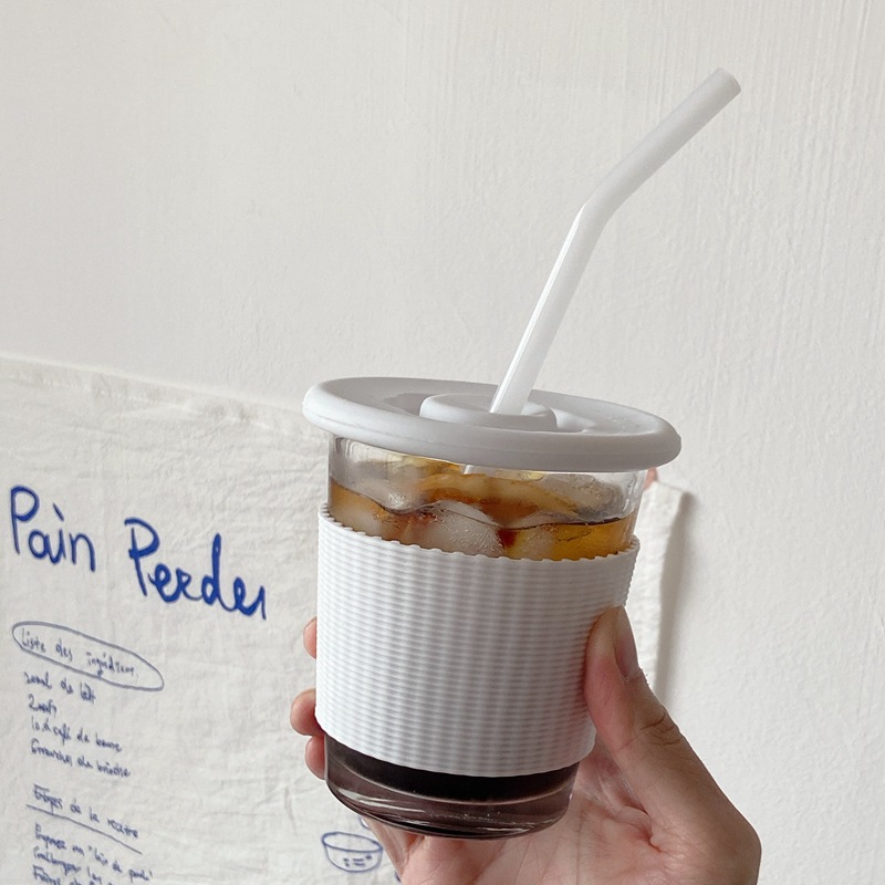 ins popular coffee shop American cold brew iced latte coffee cups, beverage juice cups, cold drink cups, simple glass cups full figure