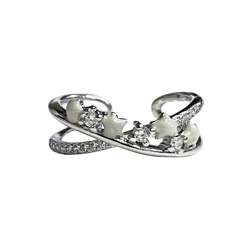 Simple star-drop glazed open ring for women's fashion, sweet and cool, exquisite and versatile, in a cold style on Instagram, a niche index ring trend Item Picture