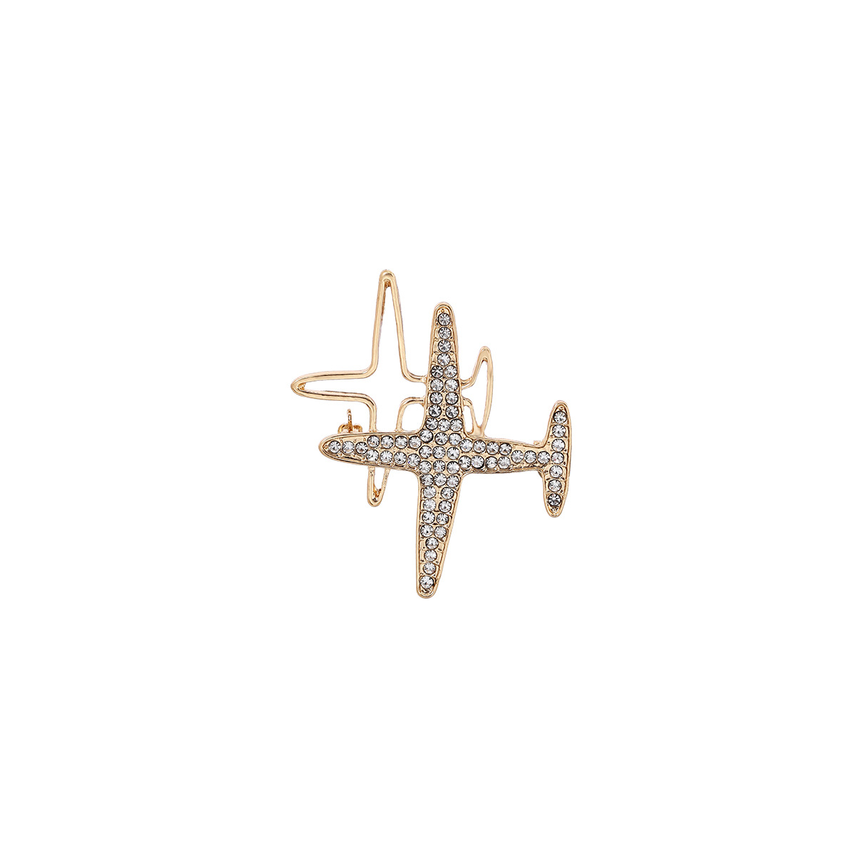 Creative full diamond double airplane hollowed-out trendy suit brooch, simple and versatile coat and overcoat brooch Item Picture