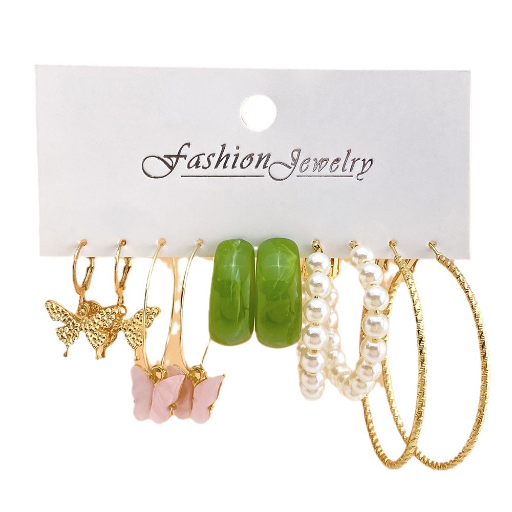 New creative, fashionable and elegant women's jewelry on AliExpress in the Korean jewelry industry - butterfly Tai Chi colorful acrylic earrings Item Picture