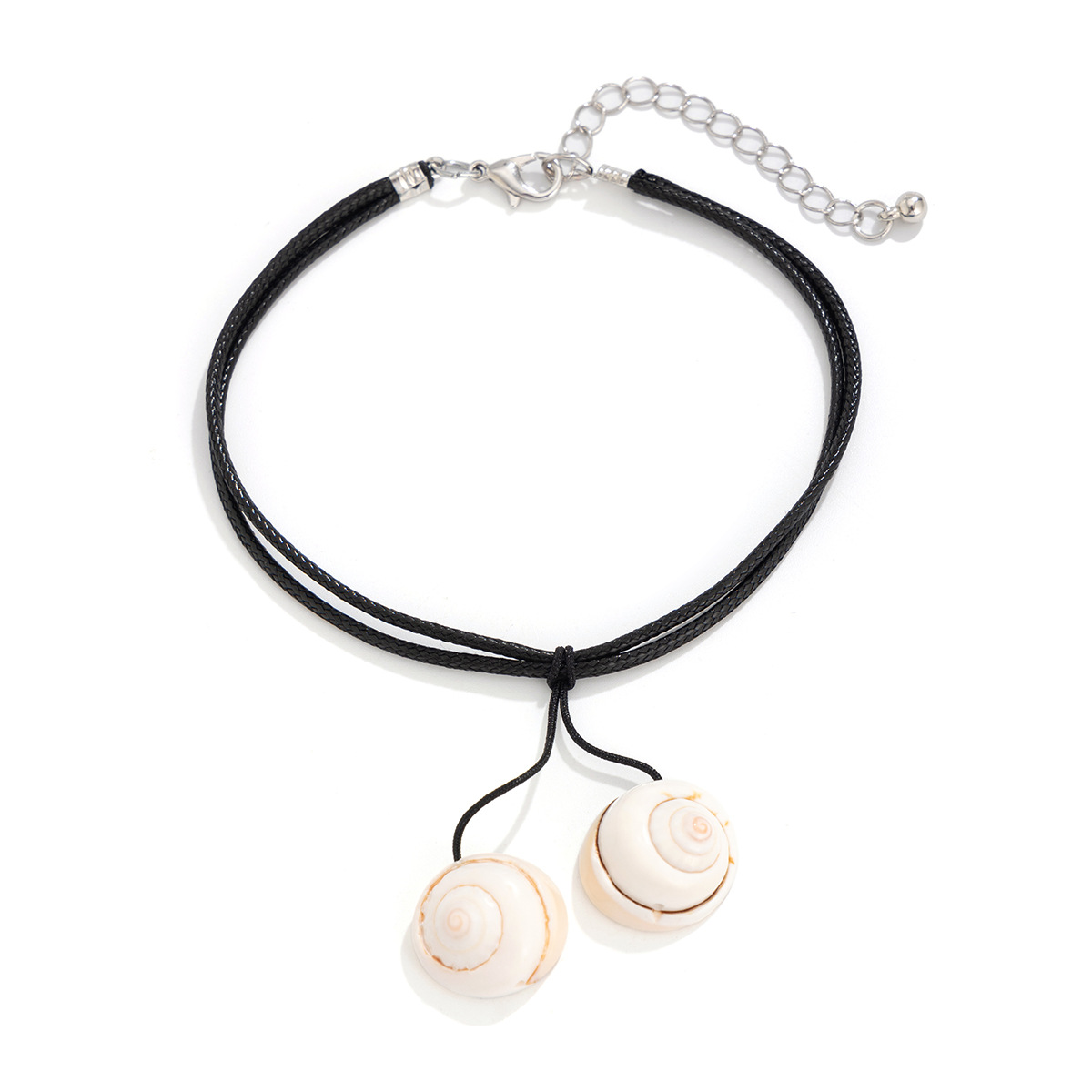 European and American cross-border beach vacation conch shell tassel necklace, versatile country wax thread necklace item accessory Item Picture
