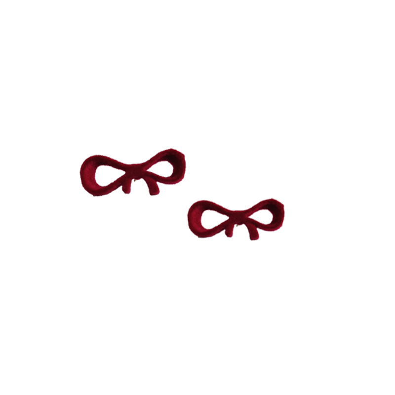 New Year earrings, festive earrings for the Spring Festival, niche design sense, high-end red flocked velvet bow, autumn and winter stud earrings Item Picture
