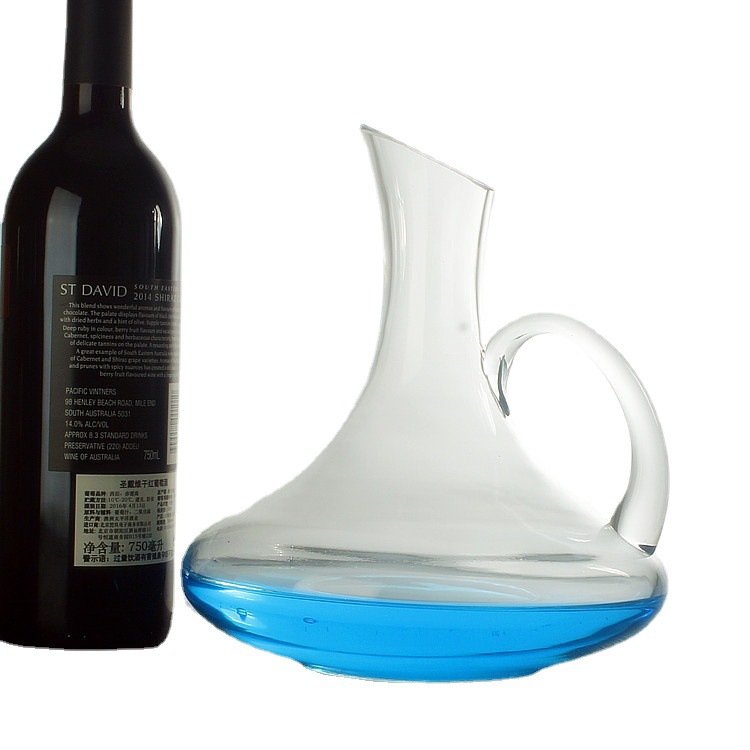 Blown crystal glass decanter, slanted pouring device with handle, red wine dispenser set, factory direct sales Item Picture