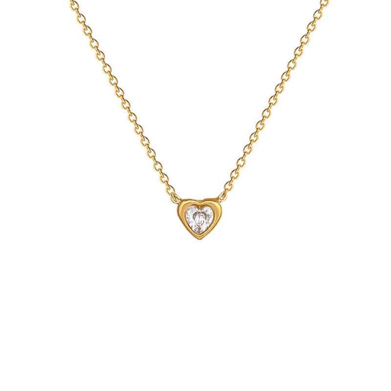 【 All-titanium Steel 】 Cold style, heart-shaped, personalized, minimalist style, real gold necklace inside the furnace, female Instagram influencer collarbone chain Item Picture