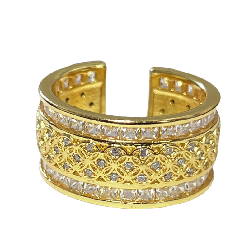 vintage floral brushed court retro light luxury ring, a niche, exquisite and high-end geometric ring Item Picture