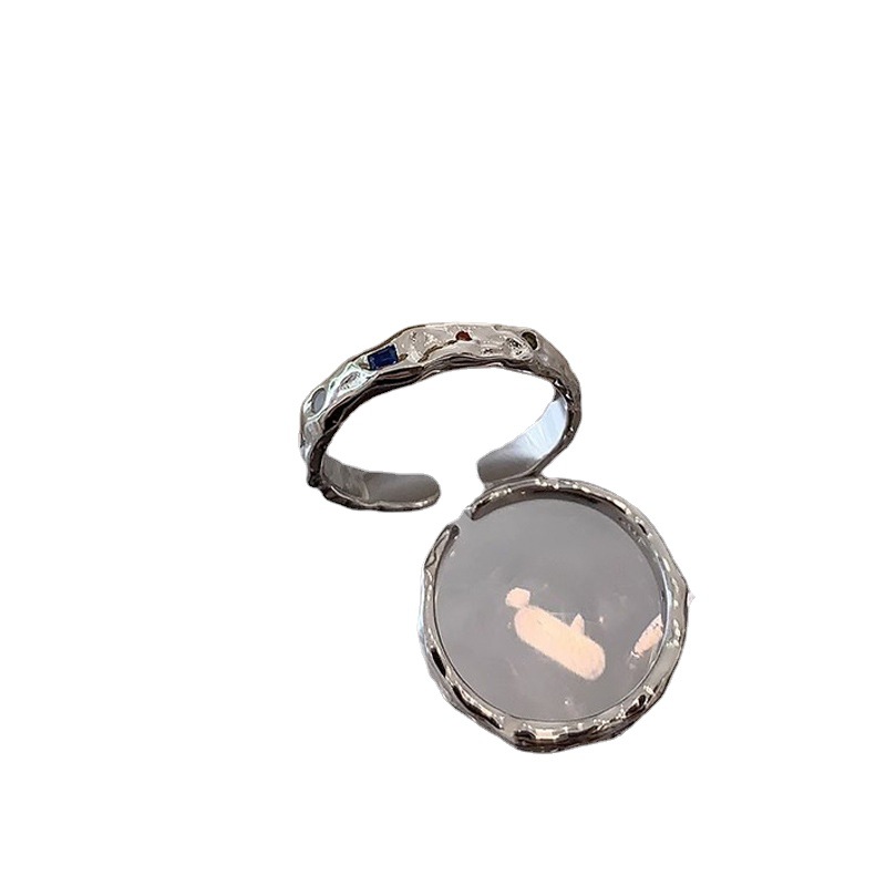 A niche design with zircon inlaid ring, a woman's exquisite stacked open-top ring, elegant, simple, fashionable and unique, sweet and cool ring Item Picture
