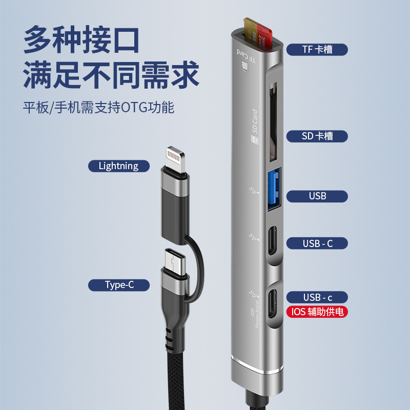This Apple type-c to SDTF memory card reader is suitable for connecting mobile phones and computers to USB flash drives and headphones for charging and card reading details Picture