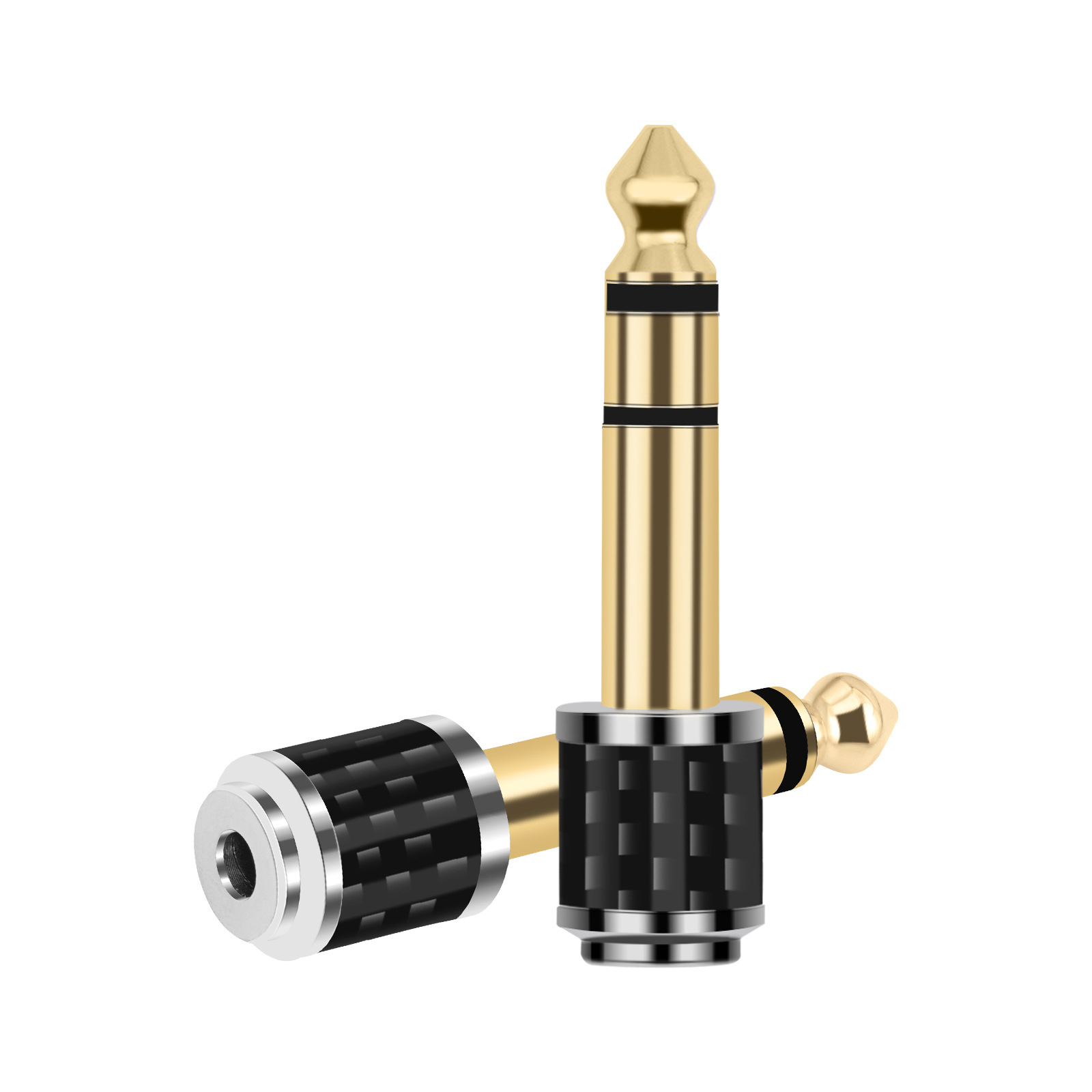 New carbon fiber pattern gold-plated head 6.35mm revolution 3.5mm female adapter 1/4 revolution 1/8 female adapter full figure