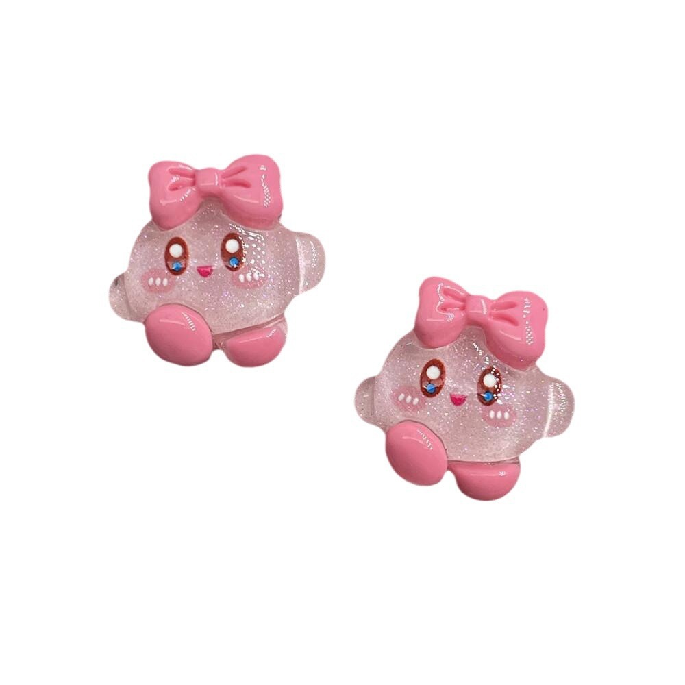 Pink translucent Kirby diy cartoon resin jewelry accessories, phone cases, cream glue handmade hair clips, water cup accessories Item Picture